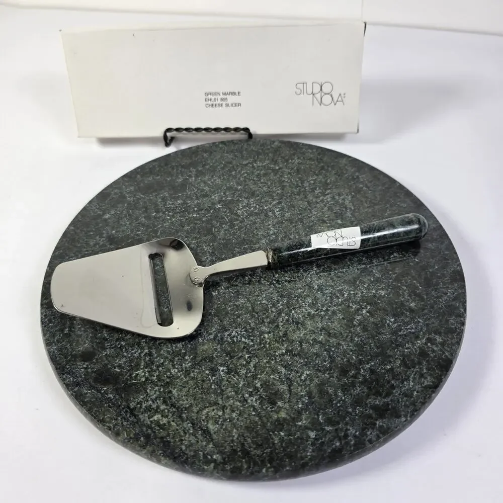 Studio Nova Green Marble Cheese Board Charcuterie Serving Tray & Cheese Slicer
